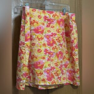 Plus size stretchy Yellow and Pink Floral Mini Skirt - so cute!
